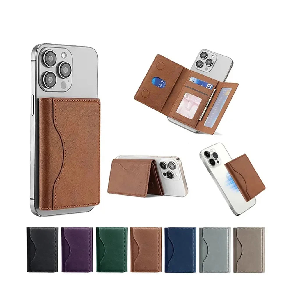 Trifold Magnetic Phone Wallet PU Leather Magsafe Card Holder For Apple IPhone 16 15 Pro Max Plus Mini Slim Card Bag Case Cover