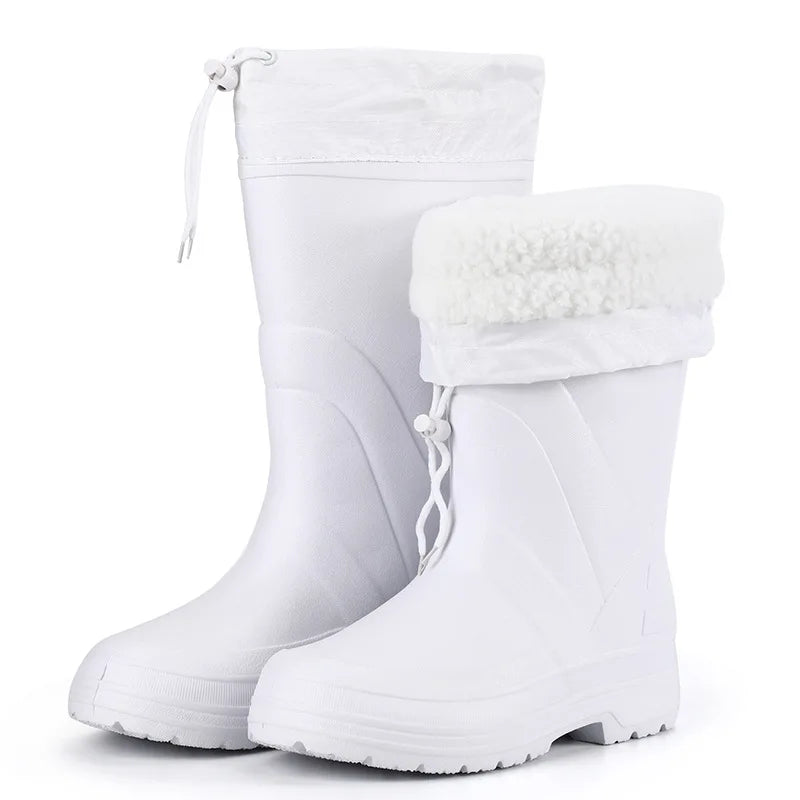 Winter Rain Shoes for Men EVA Non-slip Men Snow Boots Plush Warm Waterproof Shoes Comfortable Platform Men Work Shoes Plus Size