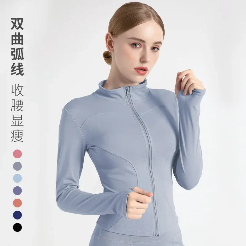 2026 Spring and Summer New Women's Fitness Jacket Quick-drying Collar Yoga Clothes Long-sleeved Breathable Sports Cycling Top