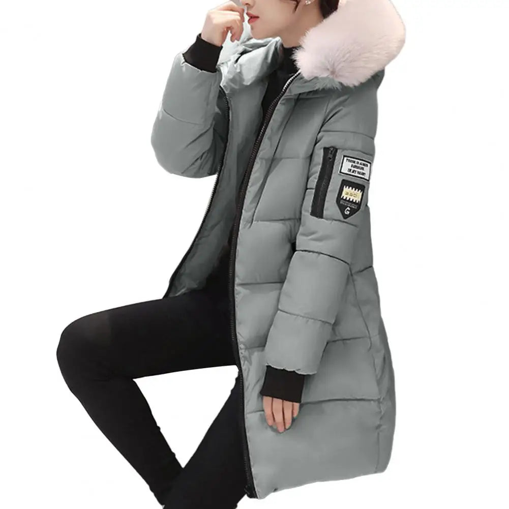 2026 New Winter Coat Women's Jacket Fur Neckline Long Basic Coats Thick Jackets Cotton Padded Outerwear Parkas Female Clothes