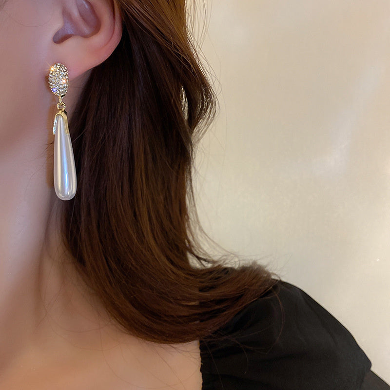 Vintage Simple Drop Earrings Long Water Drop Pearl Earrings for Women Girls Statement Jewelry Gifts