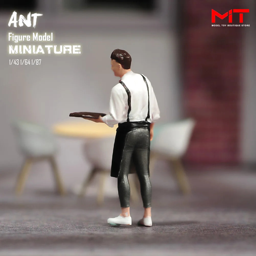 Miniature Figurines 1/87 1/64 1/43 1/24 Restaurant Waiter Diners Smoking Man Model Scene Figure DIY Creative Photography Props