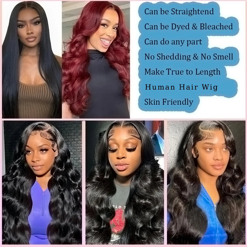 13x6 Body Wave Human Hair Wig 250 Density HD Lace Frontal 13x4 High Quality Human Hair Wigs for Women